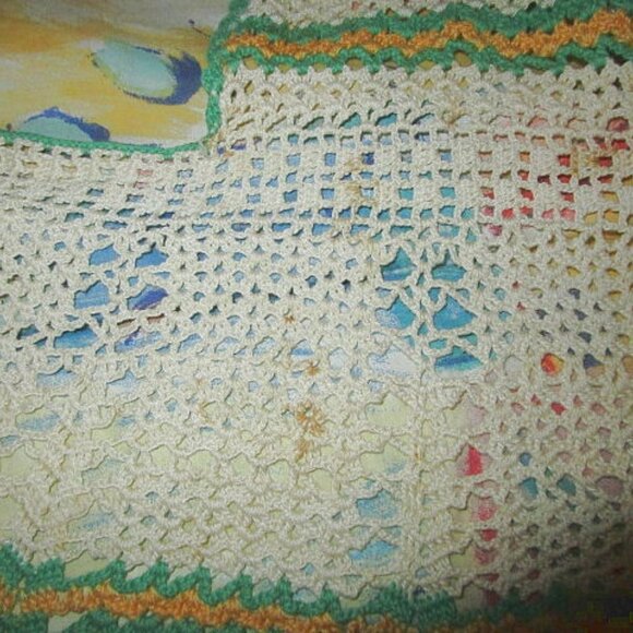 Vtg Hand CROCHET Country APRON Tie Back HALTER 50s 60s 70s Housewife RETRO Boho - Picture 8 of 9